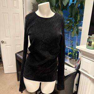 Black Ribbed velour Long Sleeve Top